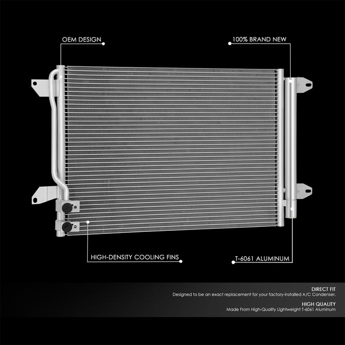 Factory Style Aluminum A/C Condenser <BR>12-19 Volkswagen Beetle, 09-16 Jetta