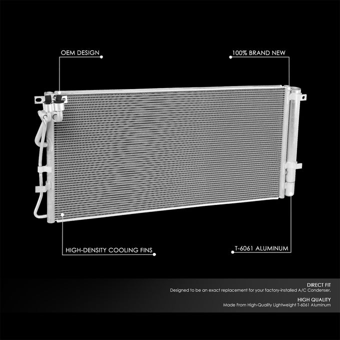 Factory Style Aluminum A/C Condenser <BR>10-12 Hyundai Genesis Coupe 3.8L