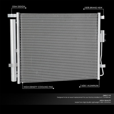 Factory Style Aluminum A/C Condenser <BR>14-18 Hyundai Santa Fe Sport