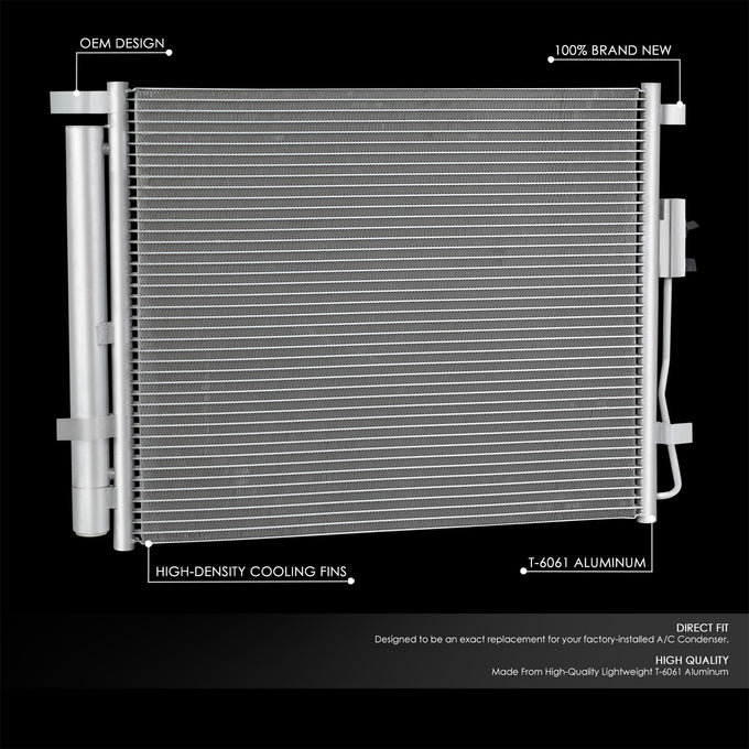 Factory Style Aluminum A/C Condenser <BR>14-18 Hyundai Santa Fe Sport