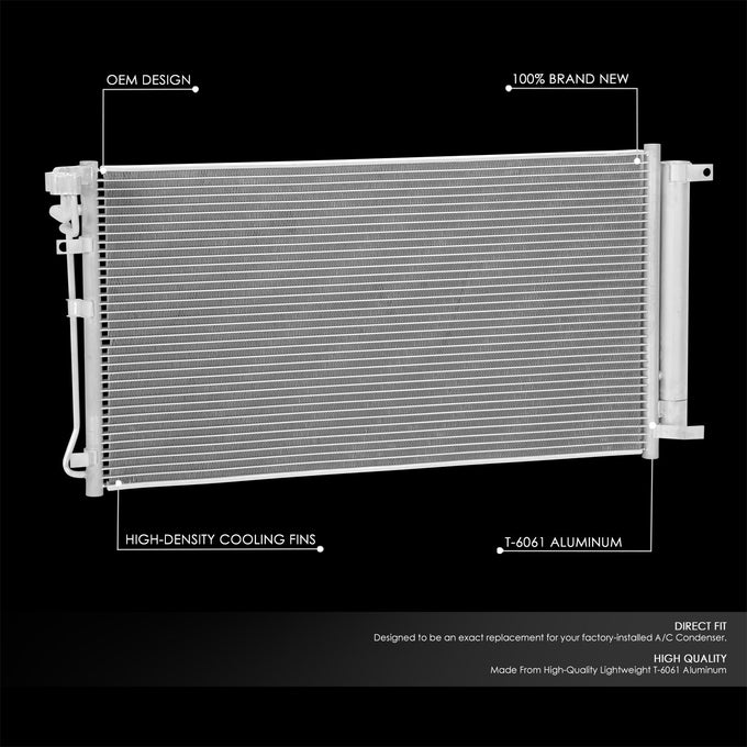 Factory Style A/C Condenser <BR> 17-19 Genesis G90, 15-16 Hyundai Genesis