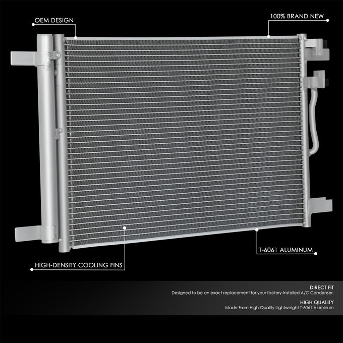 Factory Style A/C Condenser <BR>19-24 VW Arteon, Jetta, 2015 Golf /GTI