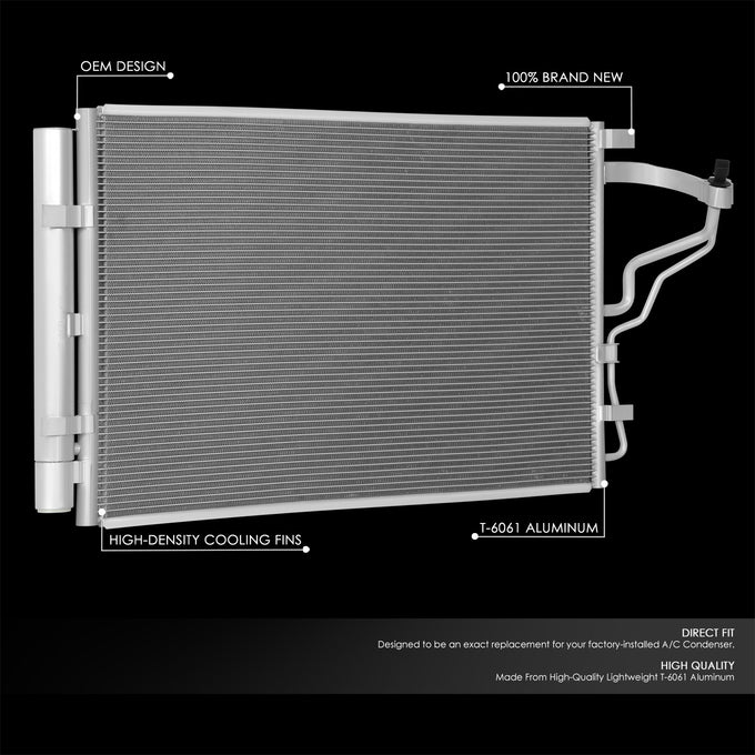 Factory Style A/C Condenser <BR>14-16 Hyundai Elantra, 16-17 GT, 15-18 Kia Forte/5