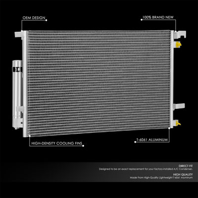 Factory Style Aluminum A/C Condenser <BR>15-23 Ford Mustang 3.7L