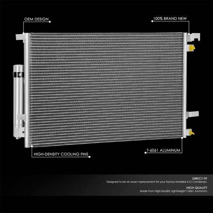 Factory Style Aluminum A/C Condenser <BR>15-23 Ford Mustang 3.7L
