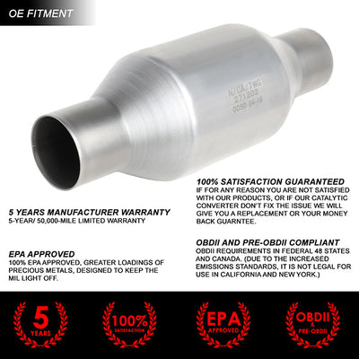 Factory Replacement Catalytic Converter <BR>Universal 2 Inlet - 11 L X 4 in. D
