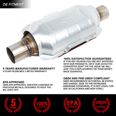 Factory Replacement Catalytic Converter <BR>Universal 2 Inlet - 15 L x 5 W x 4 in. H