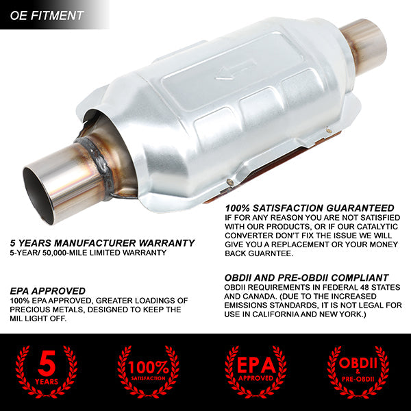 Factory Replacement Catalytic Converter <BR>Universal 2 Inlet - 15 L x 5 W x 4 in. H