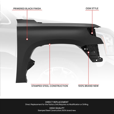 Front Passenger Right Side Fender Primed Steel <br>15-20 Chevy Suburban Tahoe