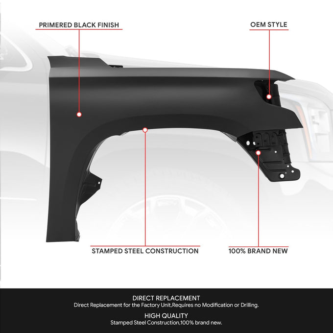 Front Passenger Right Side Fender Primed Steel <br>15-20 Chevy Suburban Tahoe
