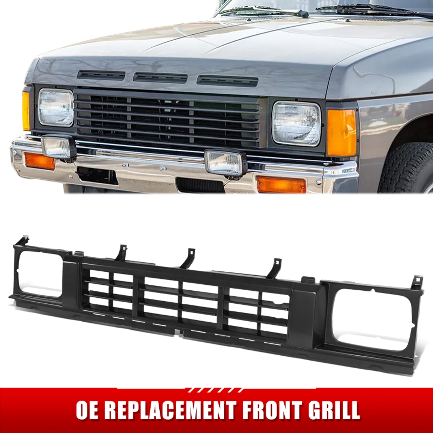Factory Style Front Bumper Grille <BR>86-89 Nissan D21