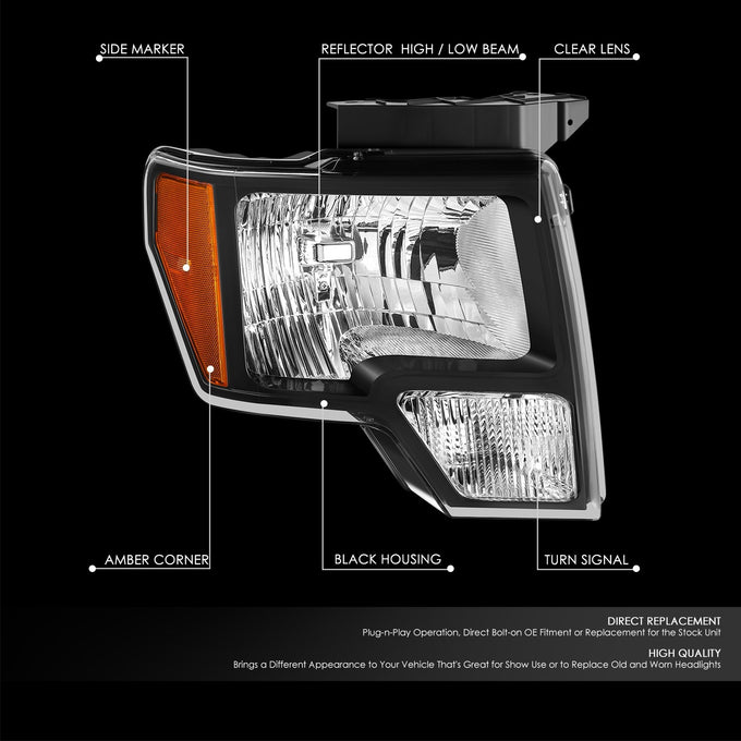 Factory Style Headlight (Right) <br> 10-14 Ford F-150