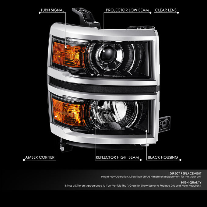 Factory Style Projector Headlight (Right) <br> 14-15 Chevrolet Silverado 1500