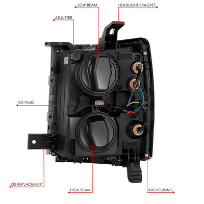 Factory Style Projector Headlight (Right) <br> 14-15 Chevrolet Silverado 1500