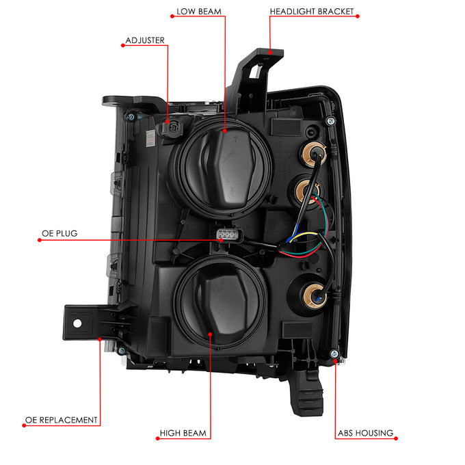 Factory Style Projector Headlight (Right) <br> 14-15 Chevrolet Silverado 1500