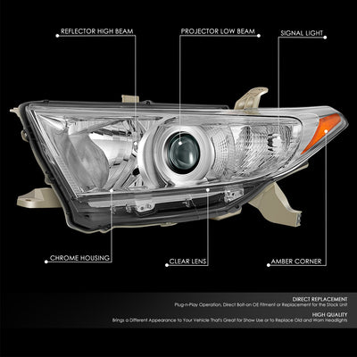 Factory Style Projector Headlight (Left) <br> 11-13 Toyota Highlander