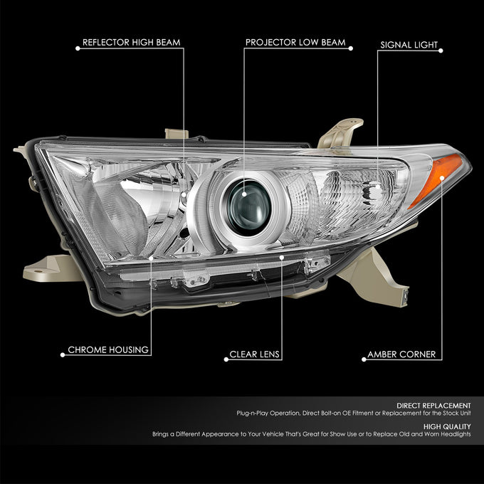 Factory Style Projector Headlight (Left) <br> 11-13 Toyota Highlander