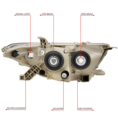 Factory Style Projector Headlight (Left) <br> 11-13 Toyota Highlander