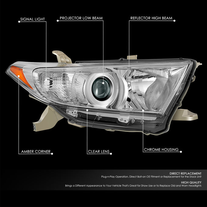 Factory Style Projector Headlight (Right) <br> 11-13 Toyota Highlander