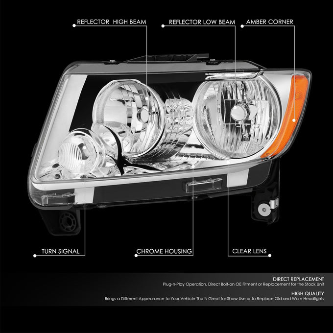 Factory Style Headlights Assembly (Left) <br> 11-13 Jeep Grand Cherokee