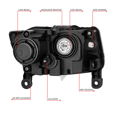 Factory Style Projector Headlight (Left) <br> 14-16 Jeep Grand Cherokee