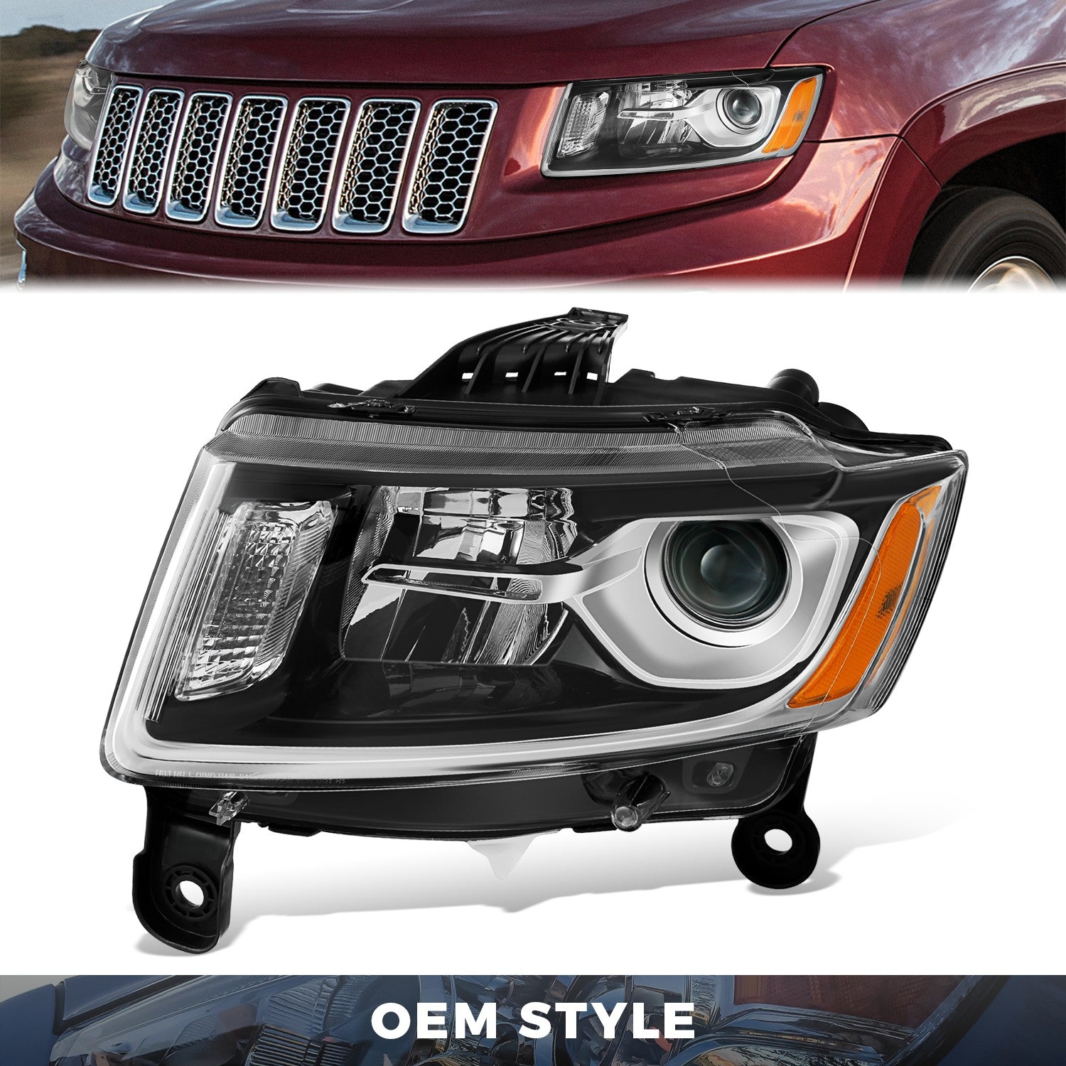 Factory Style Projector Headlight (Left) <br> 14-16 Jeep Grand Cherokee