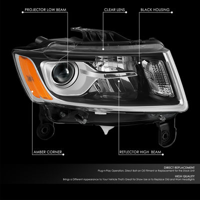Factory Style Projector Headlight (Right) <br> 14-16 Jeep Grand Cherokee