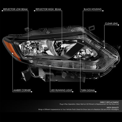 Factory Style Headlight (Right) <br> 14-16 Nissan Rogue