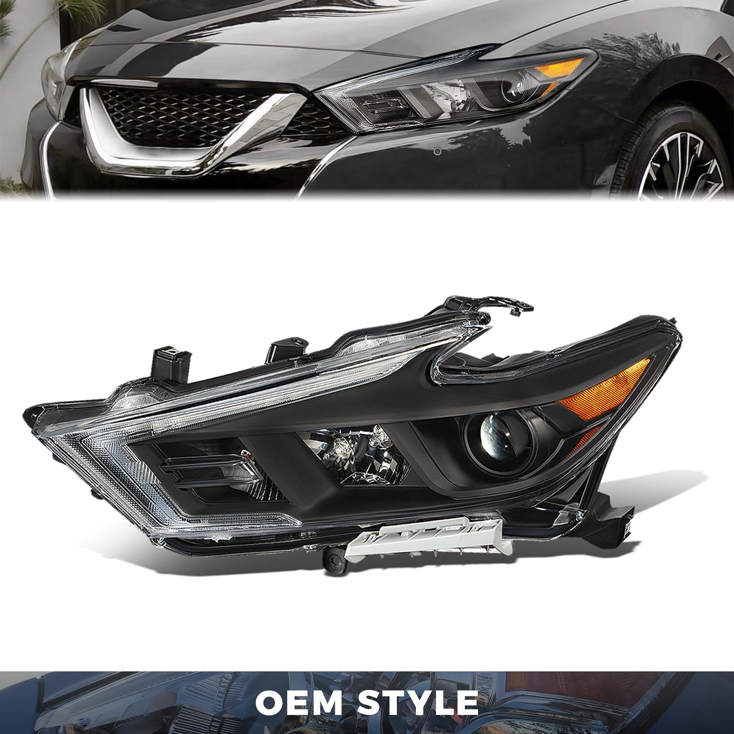 Factory Style Projector Headlight Assembly (Left) <br> 16-18 Nissan Maxima S, SL, SV