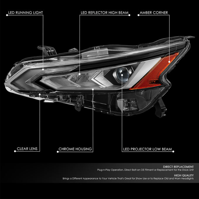 LED DRL Projector Headlight (Left) <BR> 19-21 Nissan Altima