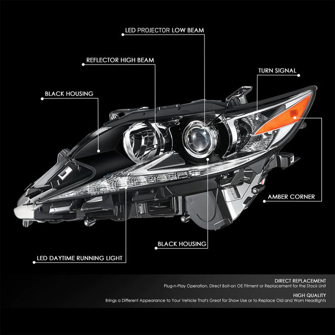 Factory Style LED DRL Projector Headlight (Left) <br>16-18 Lexus ES300H, Lexus ES350