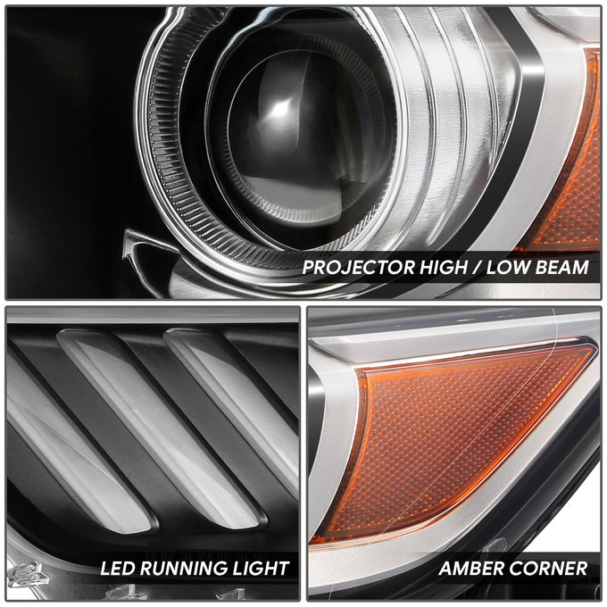 LED DRL Projector Headlight (Left) <BR>15-17 Ford Mustang, 18-20 Shelby
