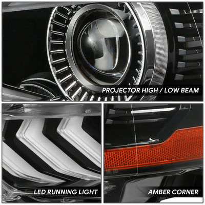 LED DRL Projector Headlight (Left) <BR> 15-17 Ford Mustang