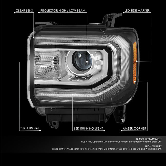 Factory Style Headlight (Left) <br> 16-19 GMC Sierra 1500 Limited