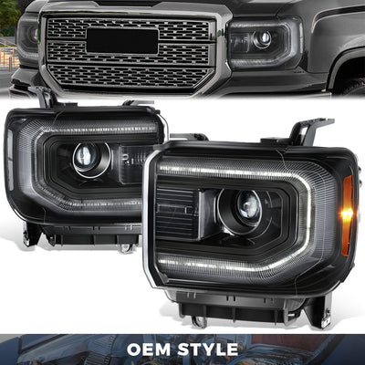 LED DRL Projector Headlights <br> 16-19 GMC Sierra 1500 Limited