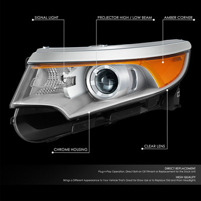 Factory Style Headlight (Left) <br>11-14 Ford Edge