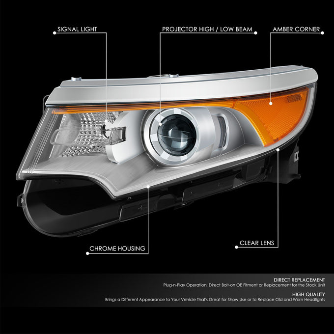 Factory Style Headlight (Left) <br>11-14 Ford Edge