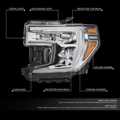 Factory Style Left Side Headlight<br>19-21 GMC Sierra 1500, 2022 Limited
