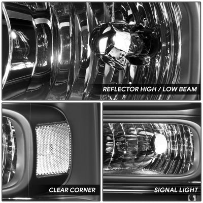 Factory Style Headlights <BR>99-04 Ford F250-F550 Super Duty, 00-04 Excursion