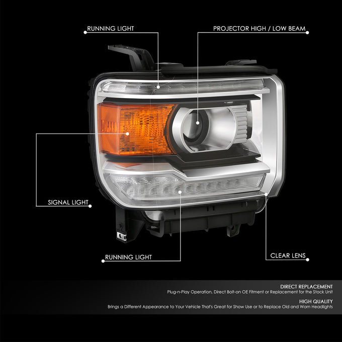 Factory Style Right Side Headlight<br>14-18 GMC Sierra 1500, 15-19 2500 3500 HD