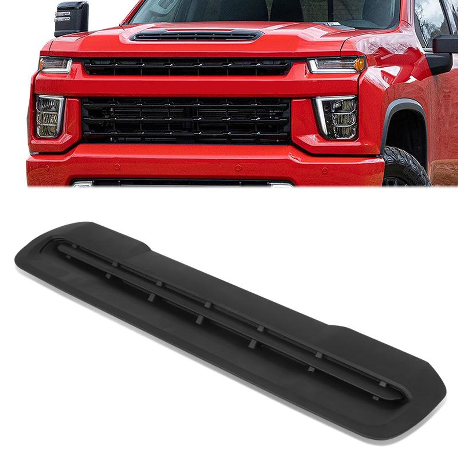 Factory Style Hood Vent Grille Panel Insert <br>20-23 Chevy Silverado 2500 HD, 3500 HD