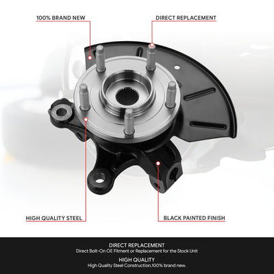 Front Left Steering Knuckle & Wheel Hub Bearing <br>01-12 Escape Tribute Mariner