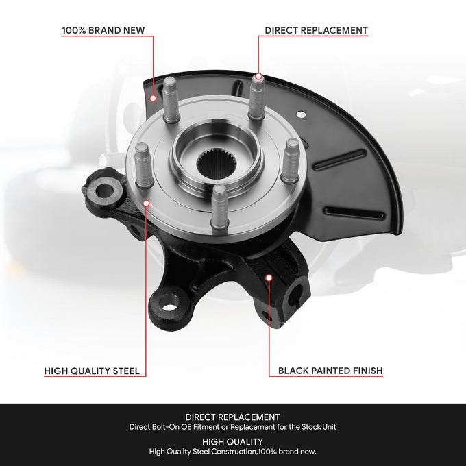 Front Left Steering Knuckle & Wheel Hub Bearing <br>01-12 Escape Tribute Mariner