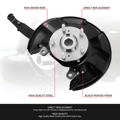 Factory Style Front Left Side Loaded Knuckle Assembly <br>09-14 Acura TSX, 08-12 Honda Accord