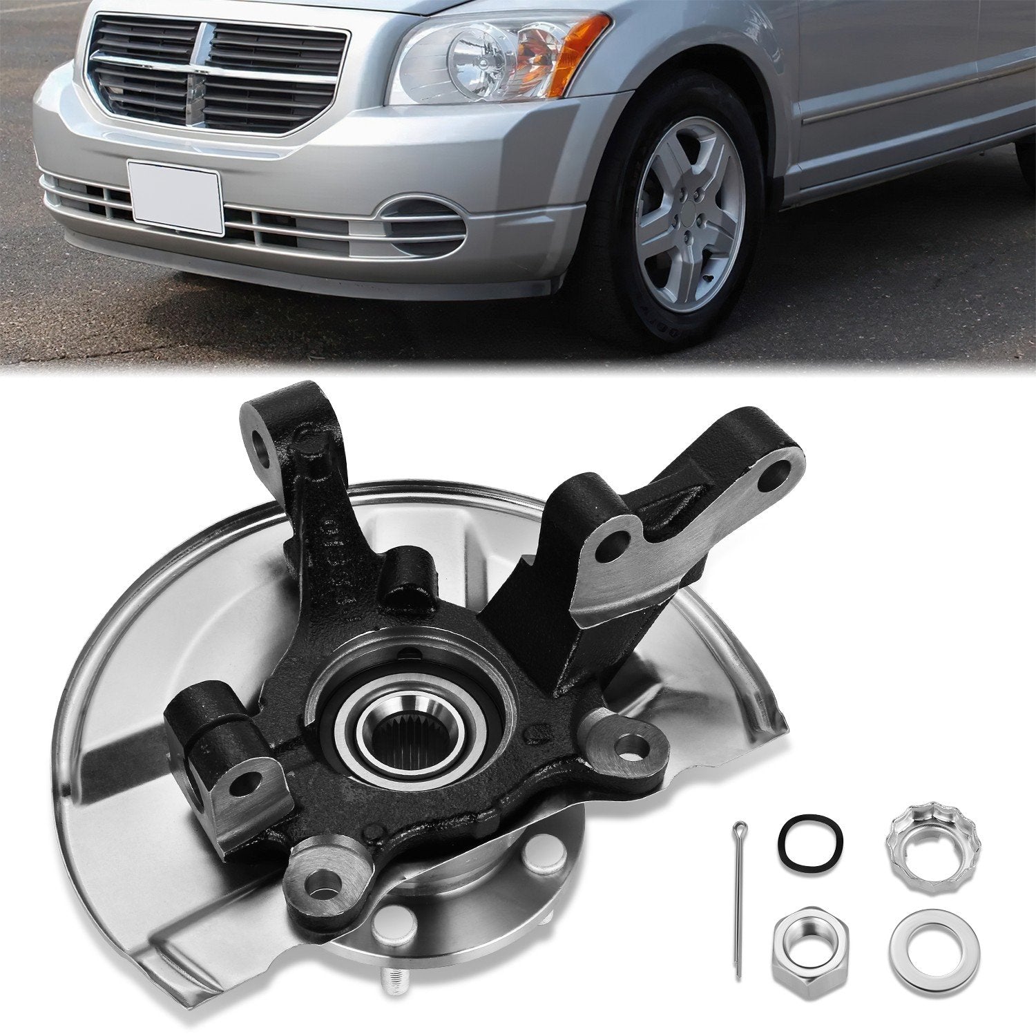 Front Left Side Loaded Knuckle Assembly <br> 07-12 Dodge Caliber, 07-17 Jeep Compass Patriot