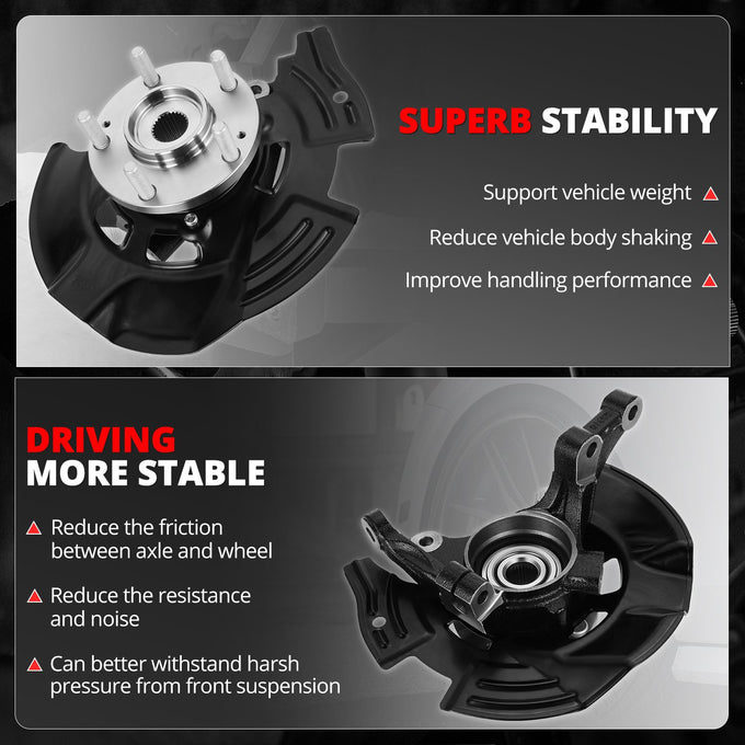 Front Left Side Loaded Knuckle Assembly <br> 11-13 Hyundai Sonata