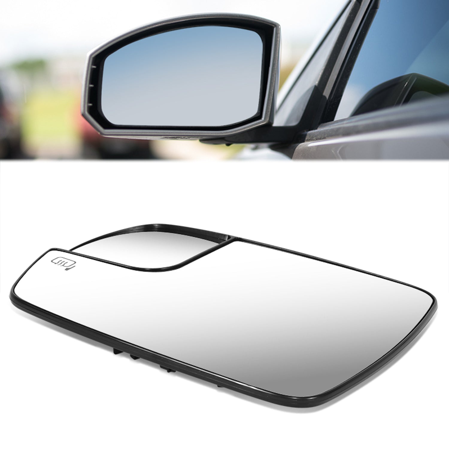 Factory Style Mirror Glass w/Heated (Left) <br> 15-18 Ford Edge