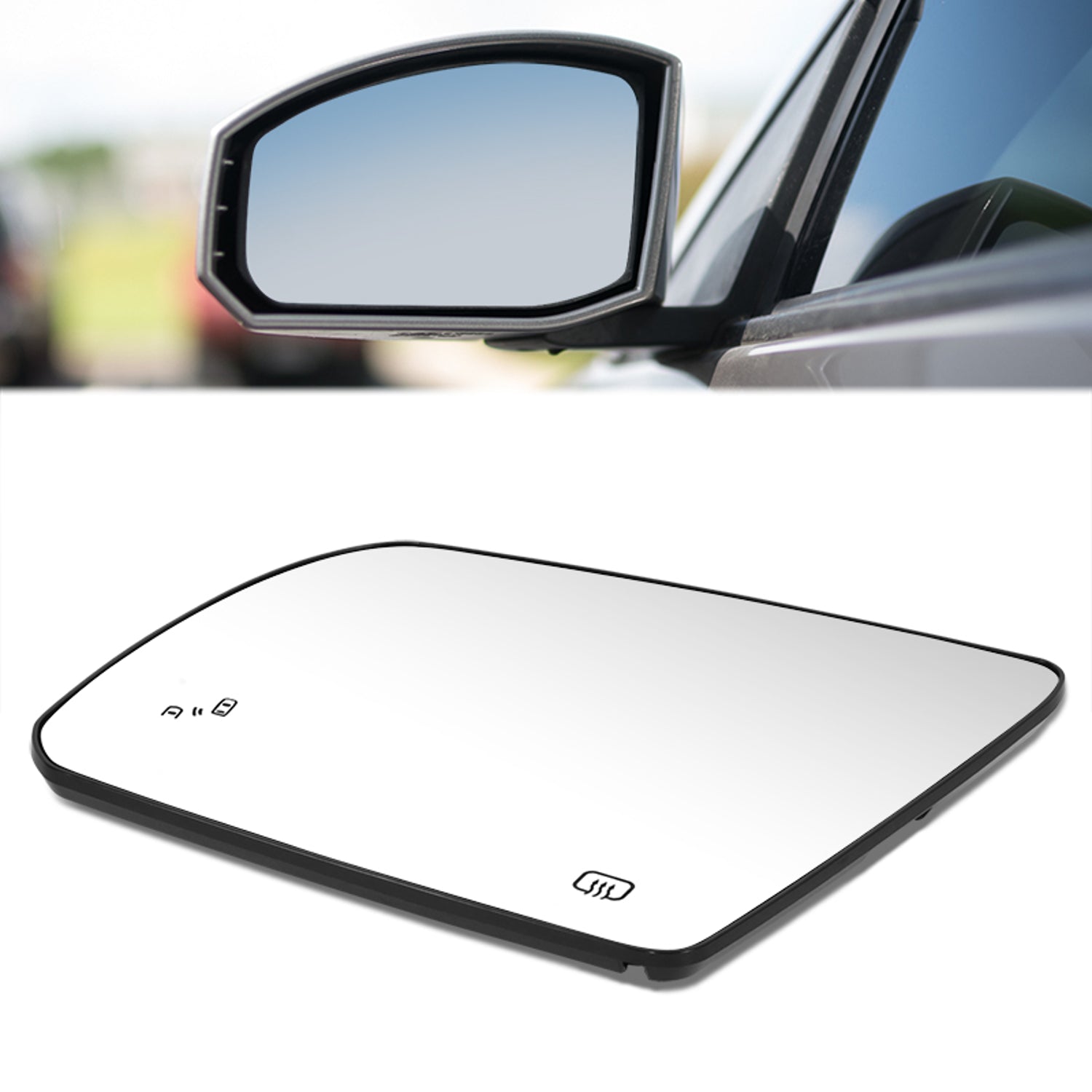 Factory Style Mirror Glass (Driver Left) <BR>18-22 Toyota Sequoia, 14-18 Tundra