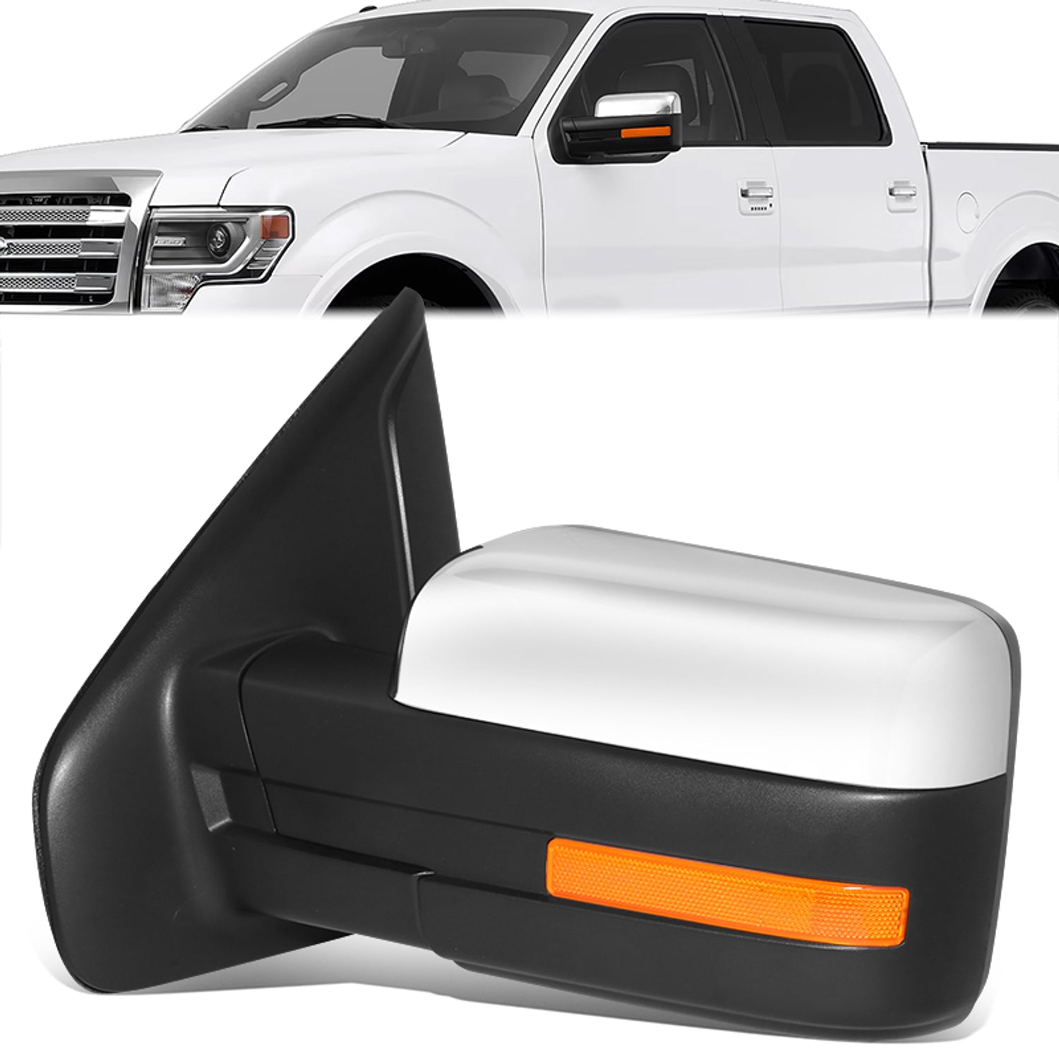 Powered Side View Mirrors With Heated, Signal <BR>11-14 Ford F-150