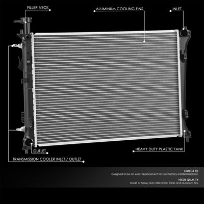 13133 Replacement Radiator<br>10-13 Kia Forte, 12-13 Forte5 2.0L 2.4L